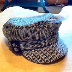 Scala Black and White Herringbone Cap